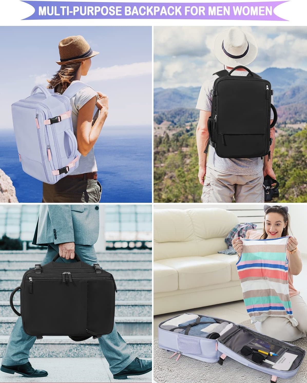 Travel Backpack Flight Airline Approved, Personal Item Bag For Women, Laptop Backpack, Waterproof Sports Casua