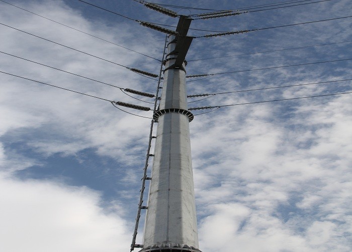 ASTM A36 5mm Steel Power Pole , Electric Light Pole Hot Dip Galvanization