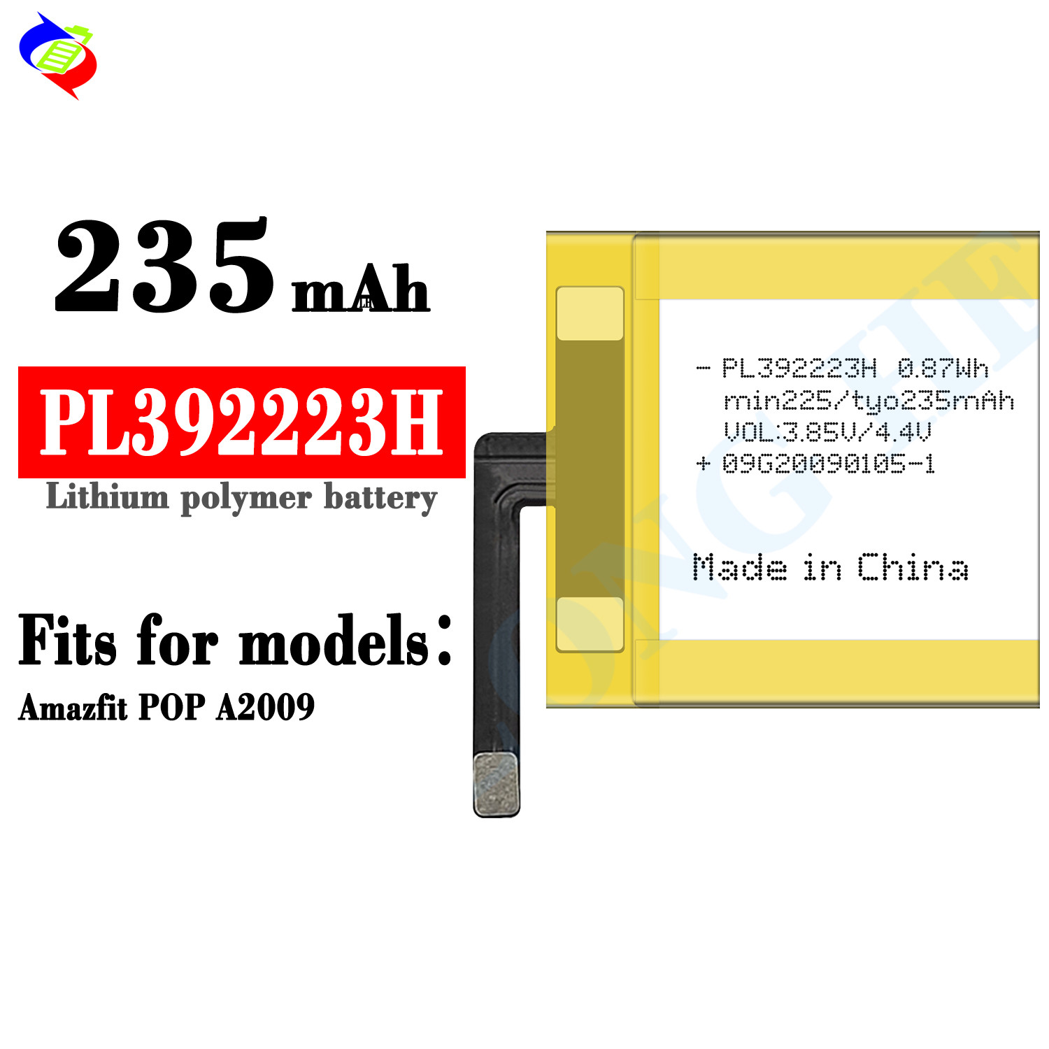 Oem Battery PL392223H 235mAh Battery For Huawei HUAMI Amazfit POP A2009 smartwatch Battery