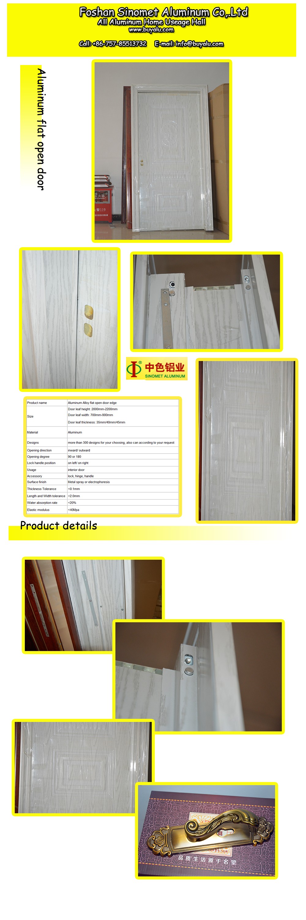 Interior Aluminum Room Door Folding Open Style Sustainable Safe