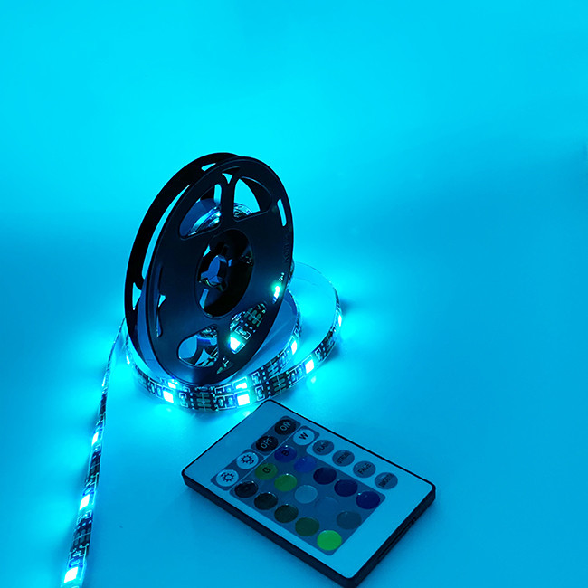 hot sale china12v 5m smd5050 waterproof ip65 rgb led strip lights with remote controller
