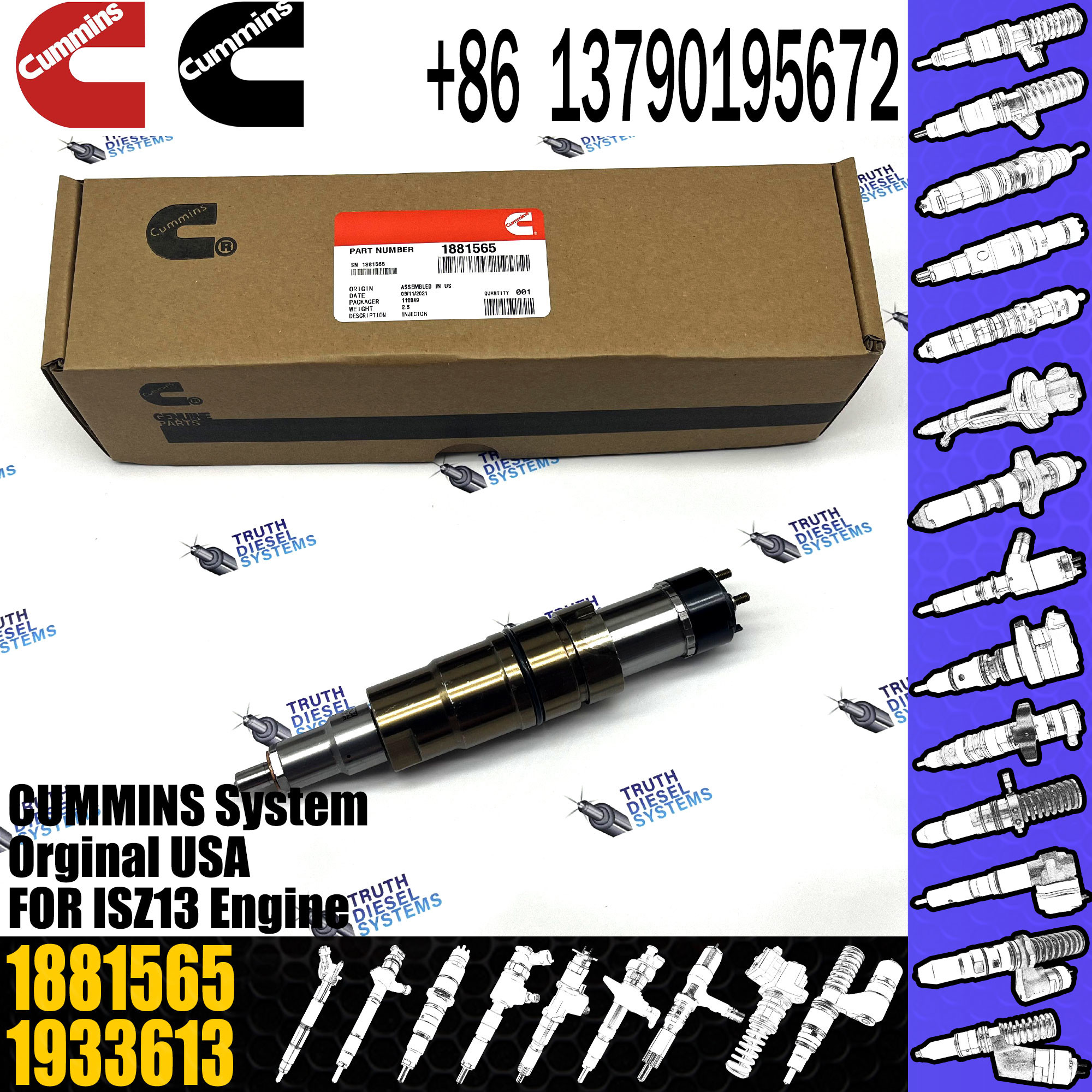 1881565 Common Rail Diesel Engine Fuel Injector 2031835 1933613 2872544 For SCANIA