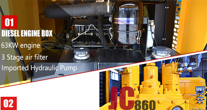 40m Blasting Drilling Machine Big Rotation Torque Two Motor Rotary Head