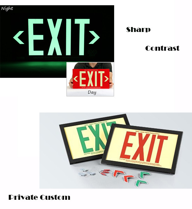 Rechargeable Photoluminescent Safety Exit Sign Emergency Evacuation Running Man
