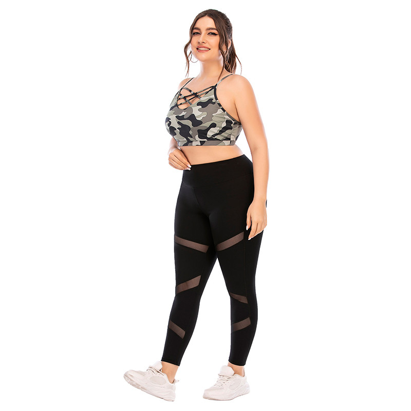 Printed Women's Sports Bra And Leggings Set 3XL Plus Size Breathable Sexy