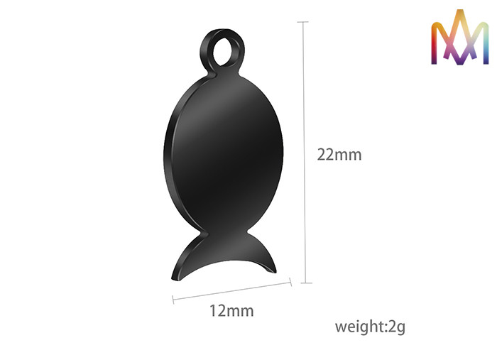 Plated SS Black Fish Shaped Pendant OEM ODM Supported