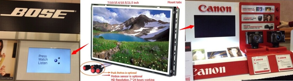 7 Inch LCD Advertising Screen , LCD Monitor Open Frame Easy Installation
