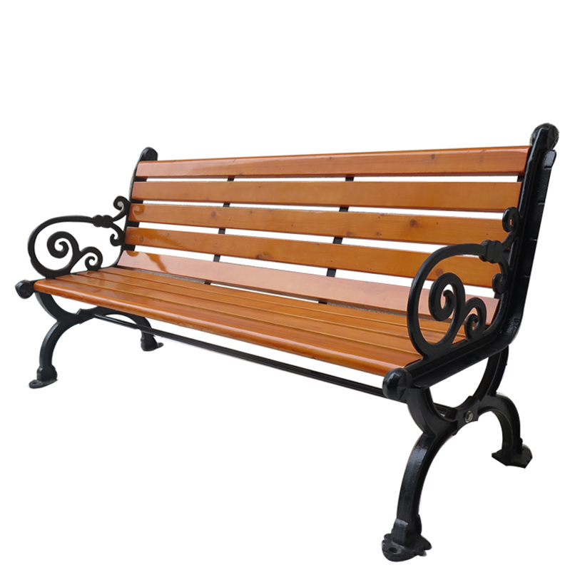 Patio Furniture Metal Outdoor Steel Wood Park Bench Seat Cast Iron Bench with Back