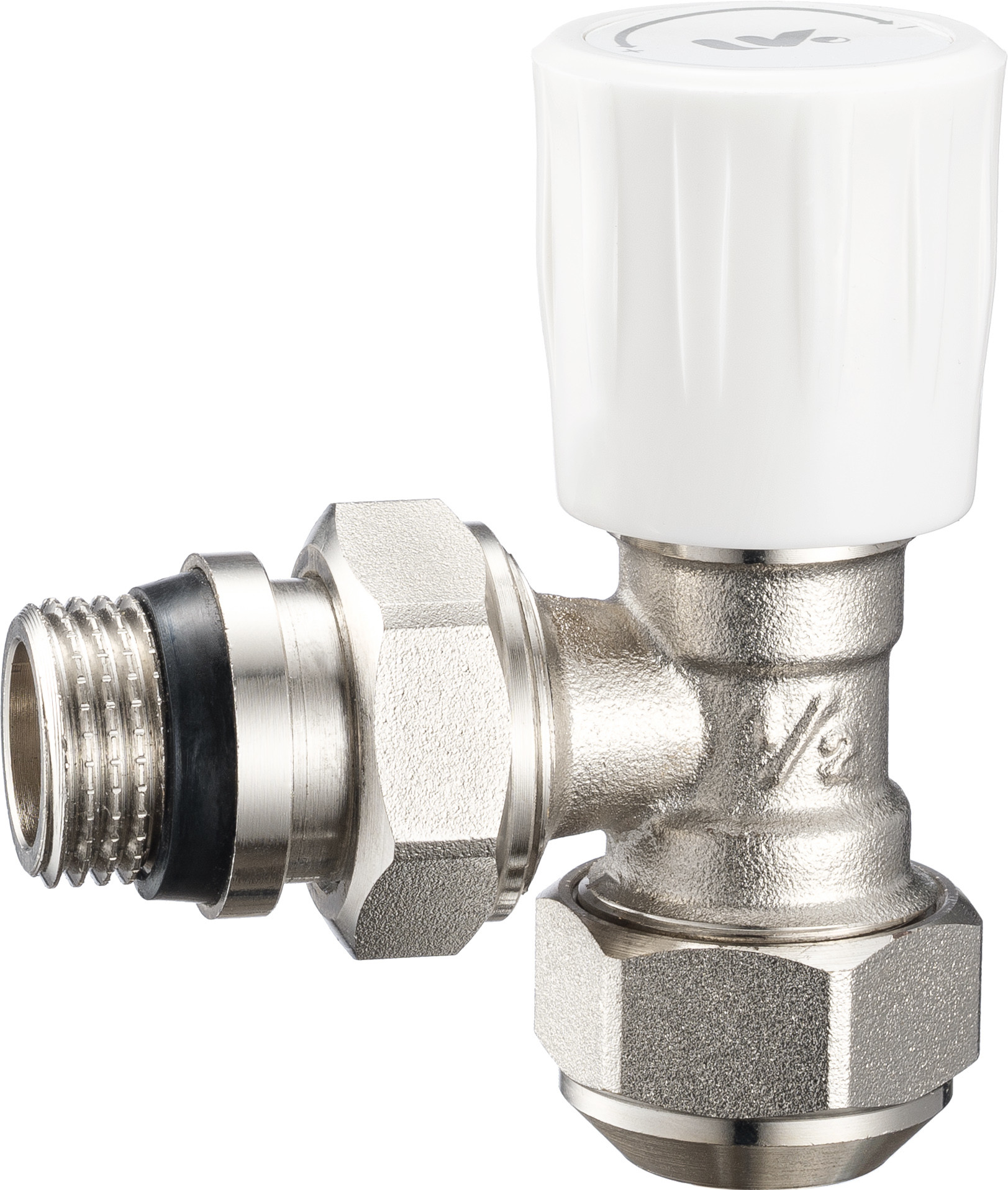 4303 Multi-turn Brass Angle TRV Valve Radiator Supply Valve DN15 Nickel Plated w/ AL-PL Adapter x Flexible Male Nipple