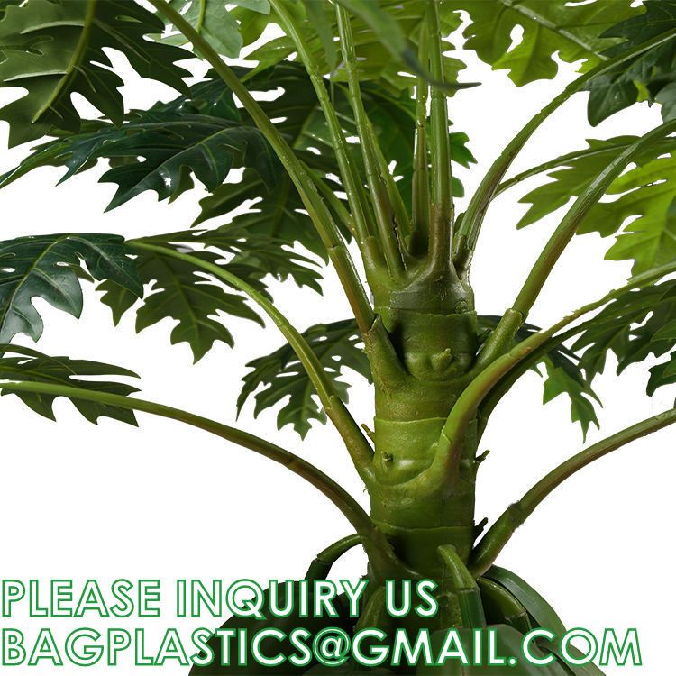 Artificial Trees for Home Decor Plants Large Artificial Tree Branch Green Leaves Real Touch Fake Papaya Tree