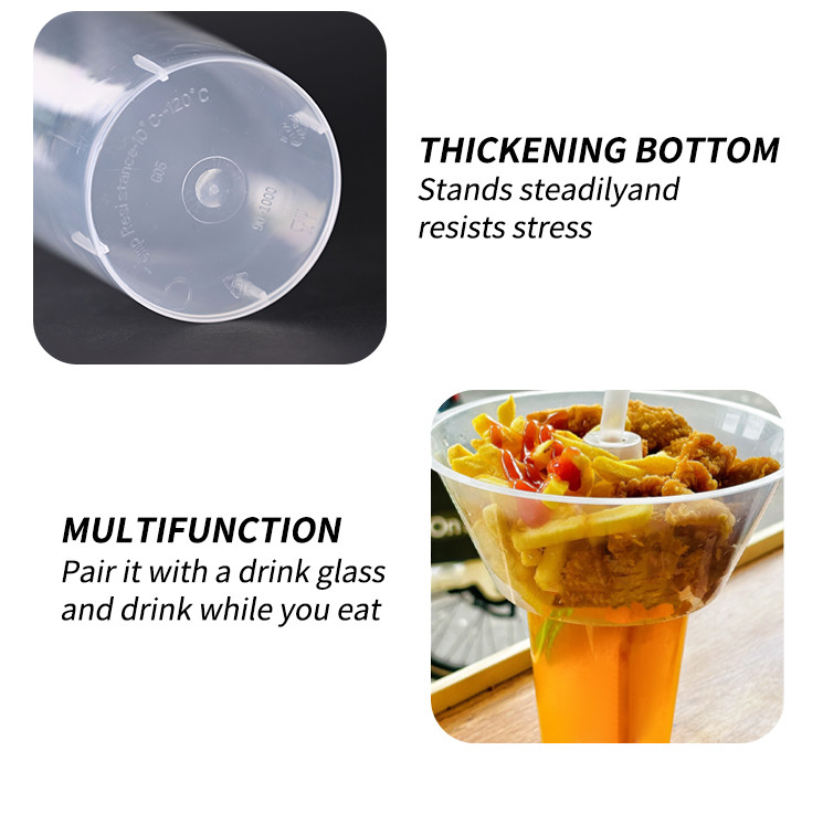 Disposable Hard Personalized Plastic Cups With Plastic Snack Food Bowl