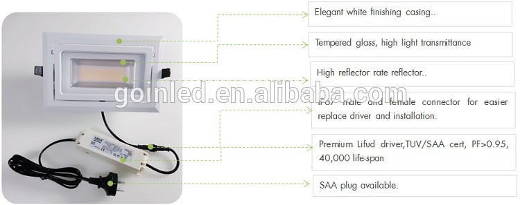 SAA c-tick approved SAMSUNG SMD5630 60w rectangle led shop fittter