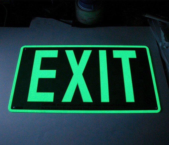 Rechargeable Photoluminescent Safety Exit Sign Emergency Evacuation Running Man