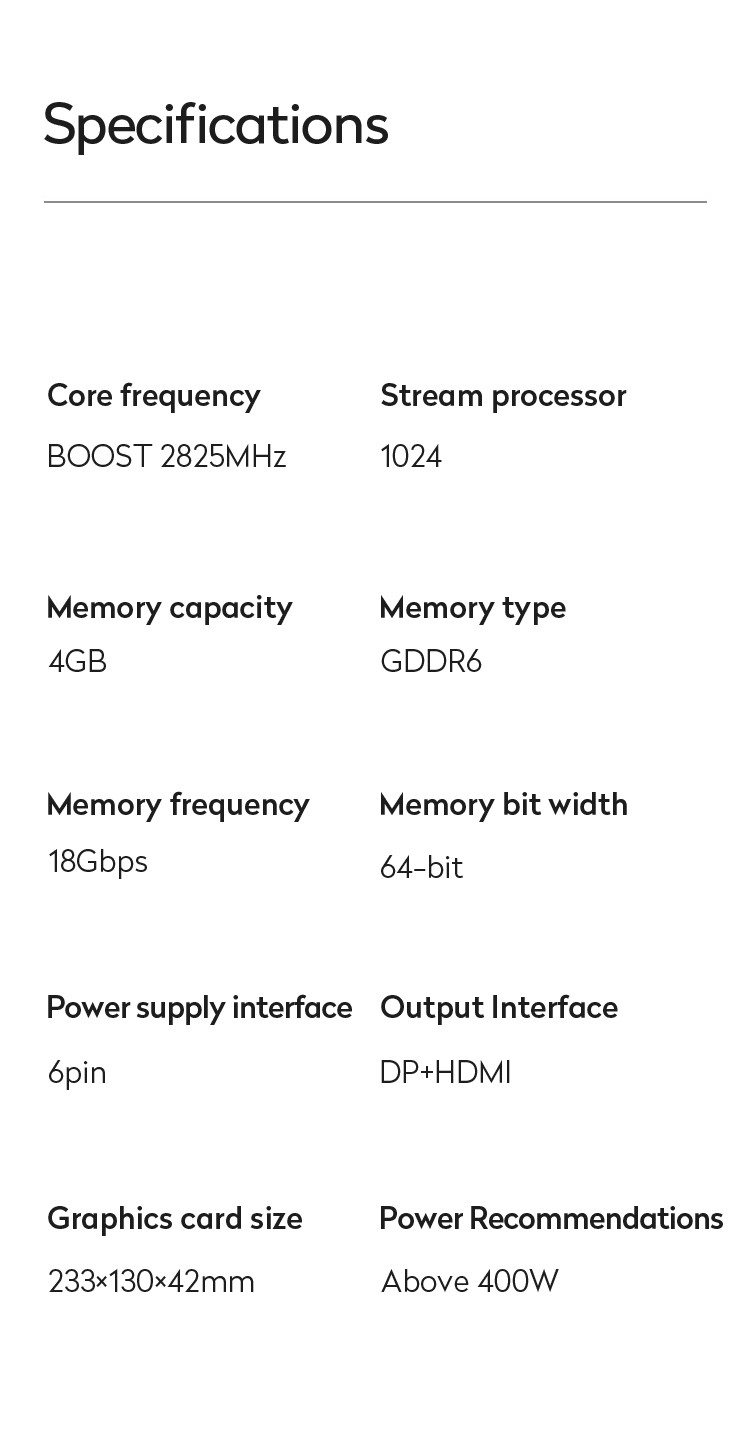 RX6500xt 4gb GPU Graphics Card GDDR6 AMD Gaming PC Video Card