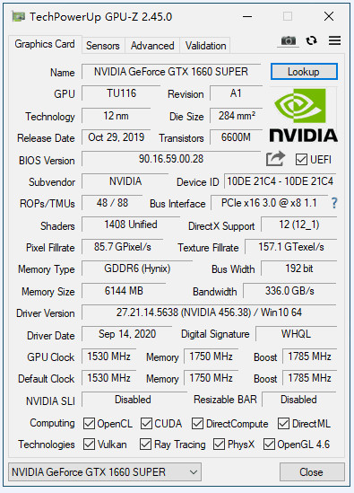Gaming Placa De Video GTX 1660/1660 Super 6gb GDDR6 8 Pins Colorful
