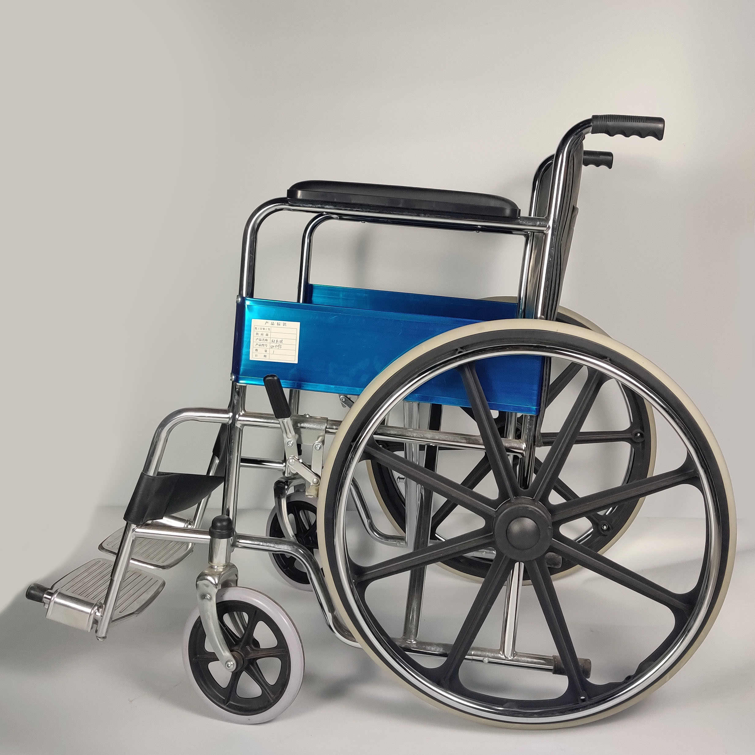 Weight Limit 100KGS Folding Steel Wheelchair For Disabled