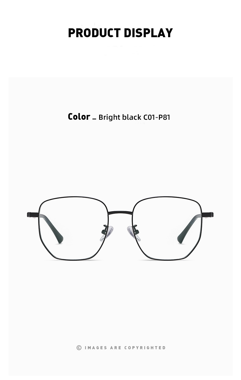 Transparent Lens Acetate Metal Glasses Large Frame Eyeglasses 5 Color