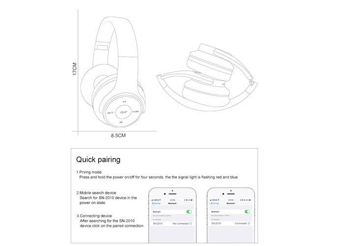 Hi - Fi Stereo Wireless Stereo Headphones Over Ear Type Deep Bass Sound