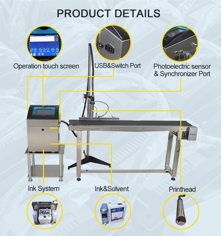 380V 50HZ Industrial Continuous Inkjet Printers 100W CE ISO Certificate