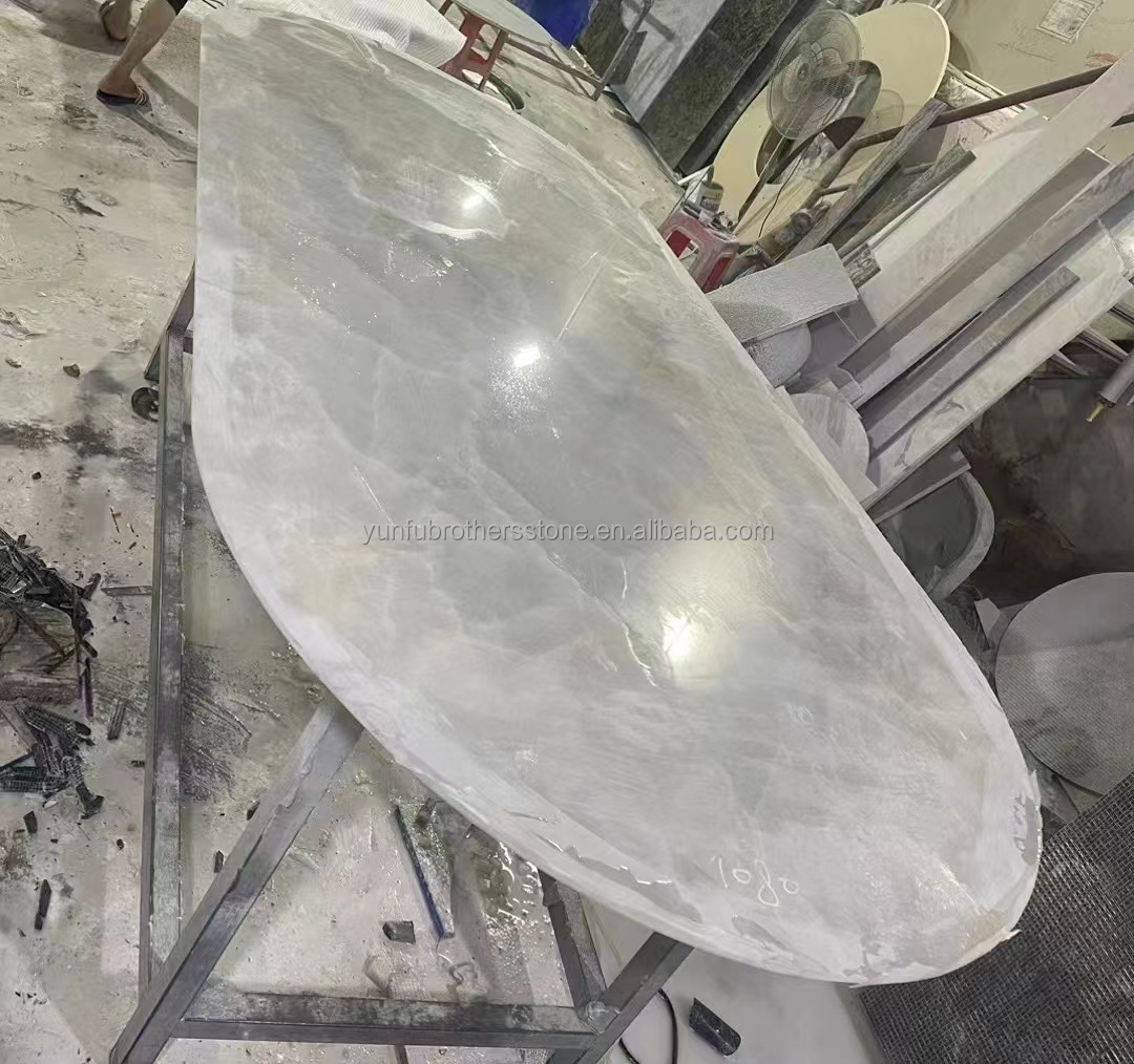 Translucent Cristallo Countertop Onyx Marble Table in Modern Design for Luxury Dining