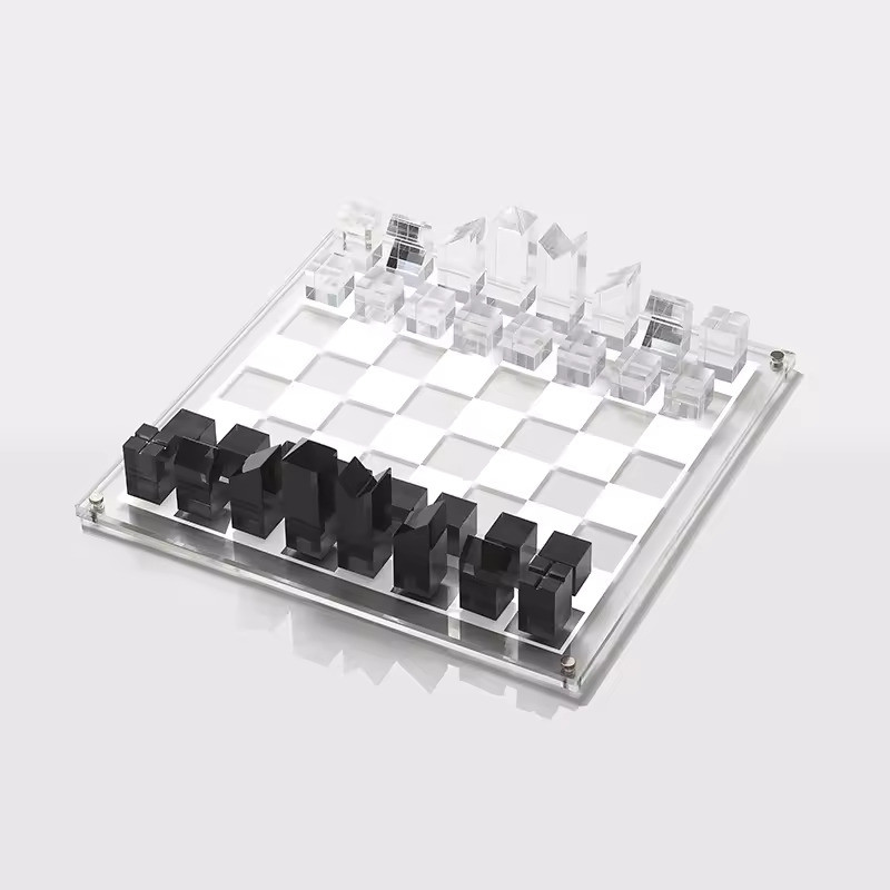 30x 30cm Acrylic Chess Board Set Modern Tabletop Lucite Chess Set For Adults And Kids