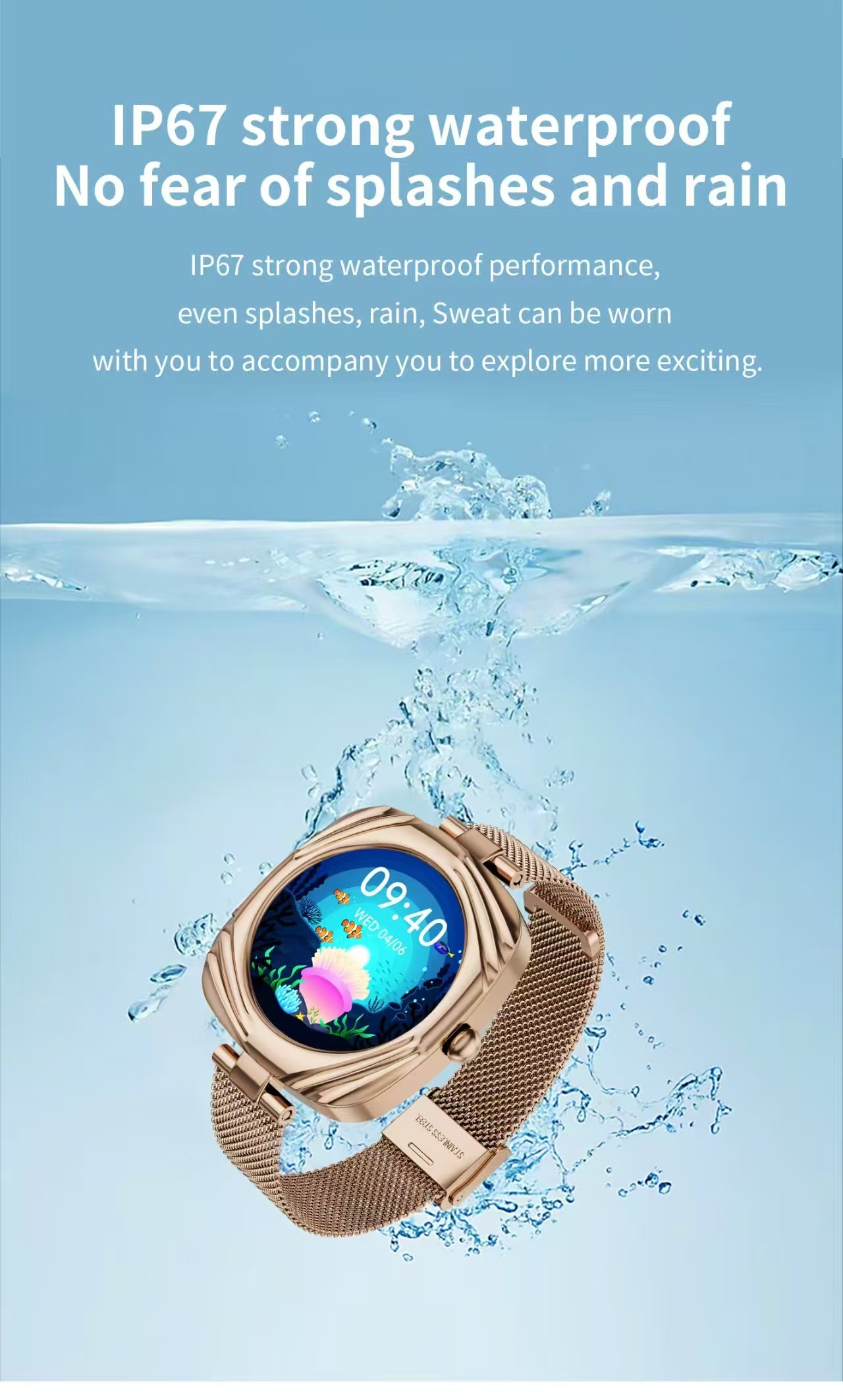AW5 Women's Fashion Smart Watch 1.09 Inch AMOLED Square BT Call Female Health