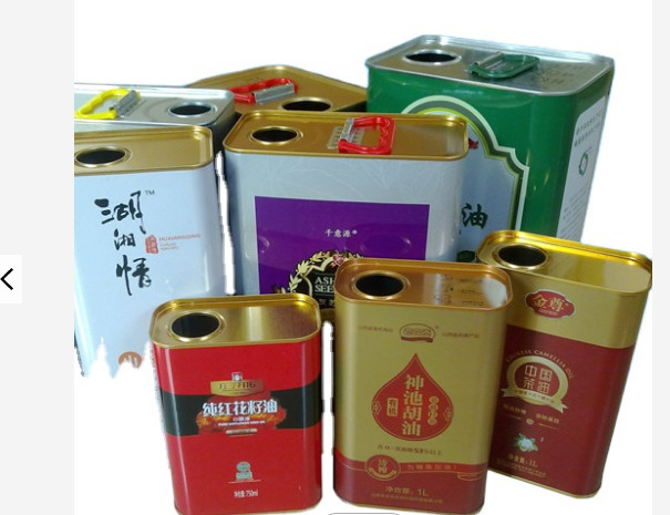 1 Gallon Cooking Oil Tin Can Plastic Handle Rectangular Tin Containers