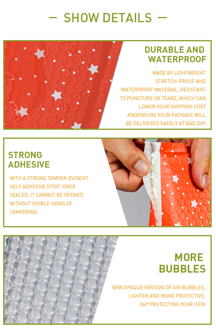 Silk Screen Printing Custom Shipping Bubble Envelopes Puncture Resistant