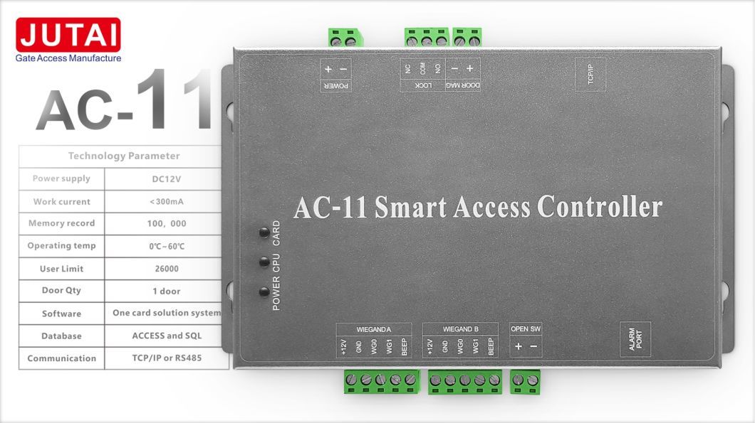 Jutai AC-44 Gate Access Software with Four Door Access Control Panel