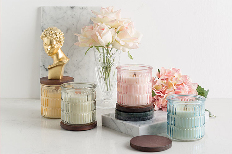 Decorative Empty Glass Containers Wedding Candle Holder Square Shape