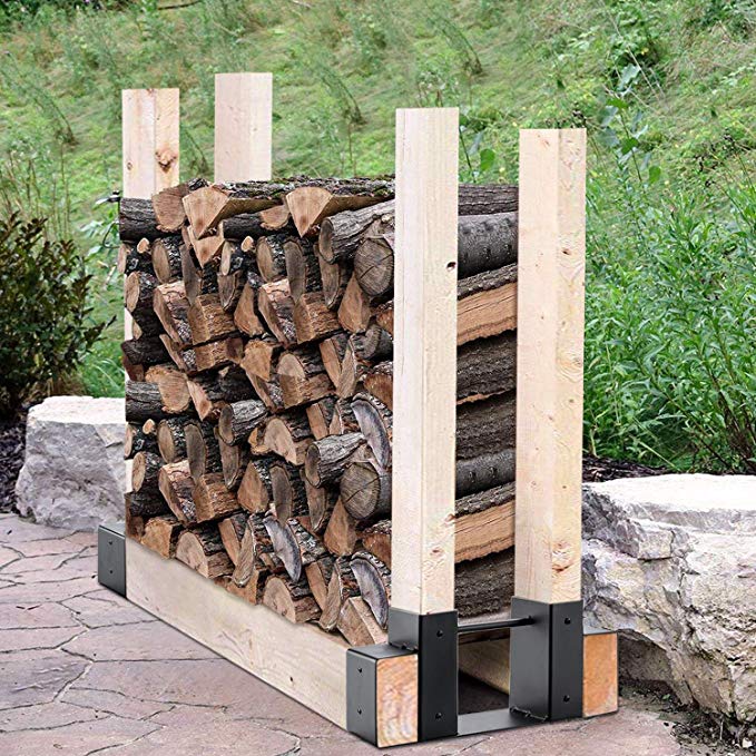 Steel Firewood Log Rack Bracket Kit for Fireplace or Fire Pit Wood Storage Holder