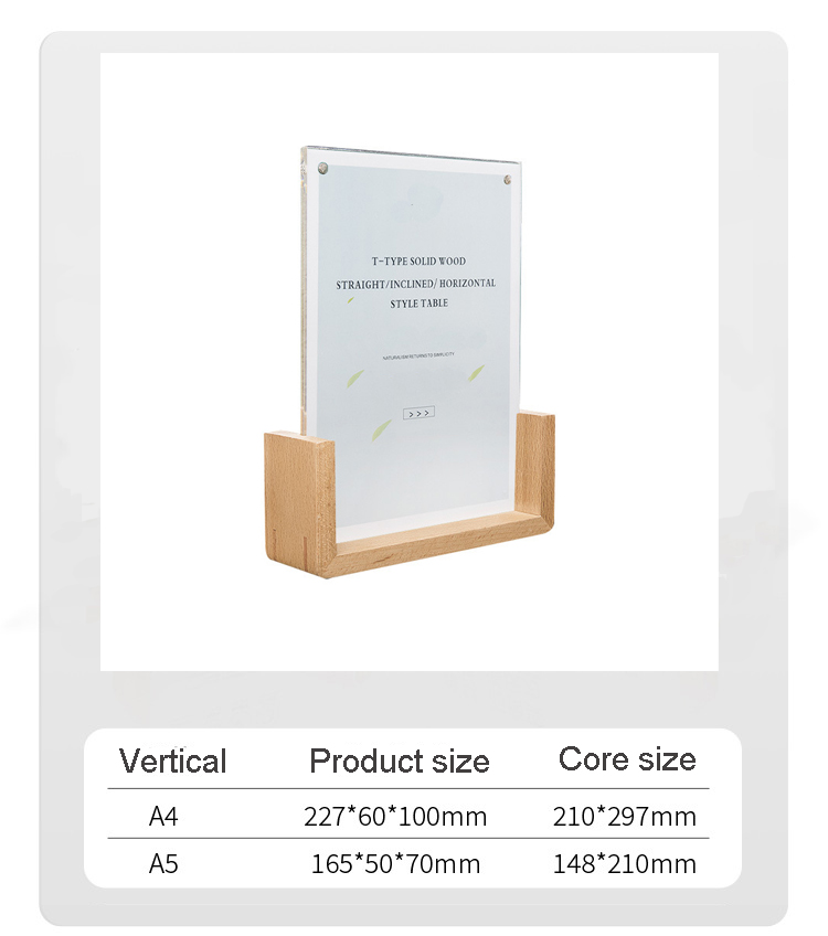 Upscale Restaurant Promotional Sign Holder Vertical Acrylic Mail Organizer