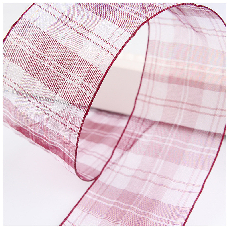 6mm-38mm Plaid Polyester Organza Ribbon for Flower Chocolate Gift Packing