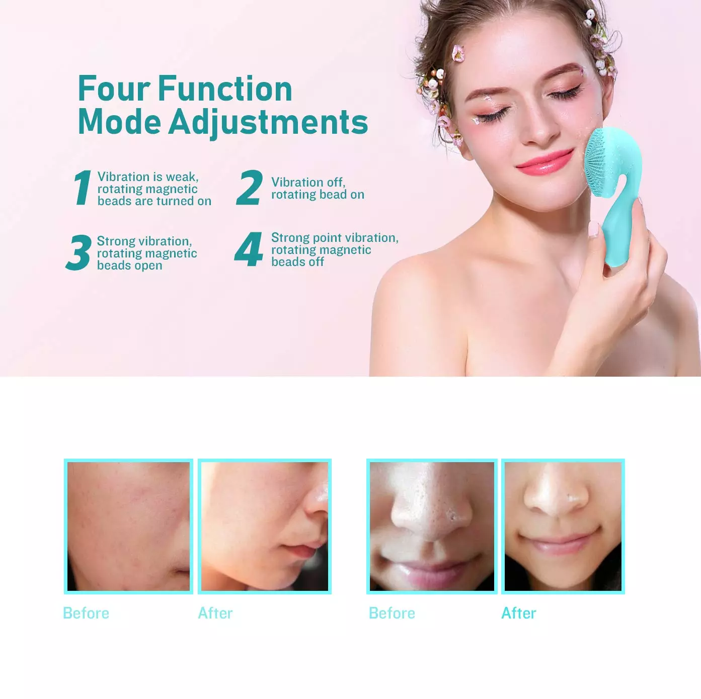 8000rmp/Min Facial Cleansing Device With Silicone Brush