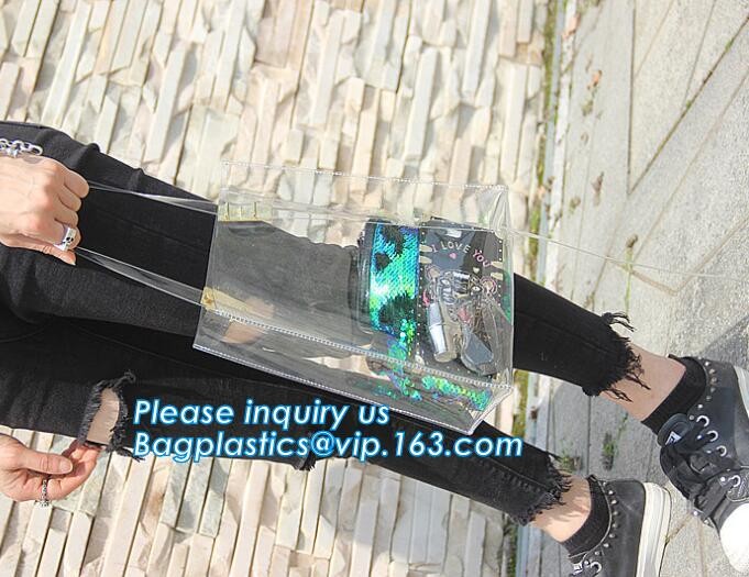 Handbags Shoulder Tote PVC Beach Bags for women with Zipper, pvc tote bag transparent handbag shoulder bag, Tote Handbag