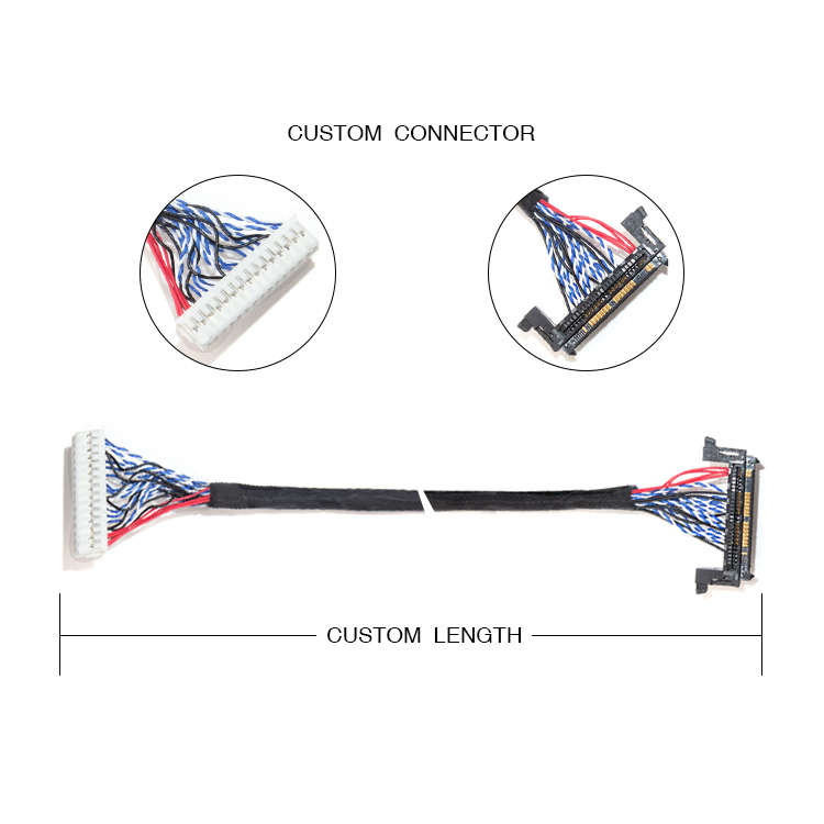 26AWG Lcd LVDS Cable Assembly 1.0mm Pitch JAE Fix-30ssl-Hf To HRS Df13 EDP