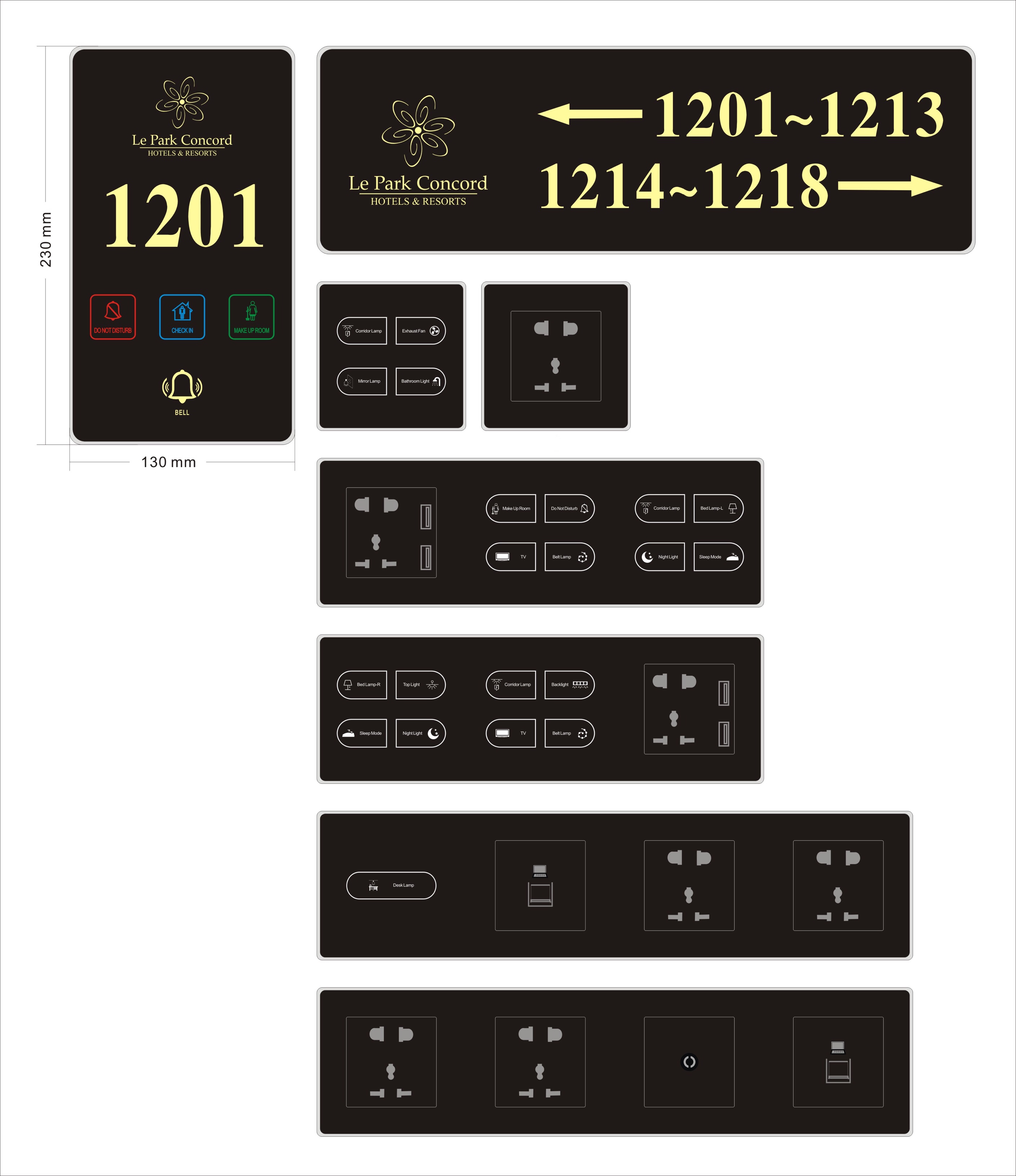 Customized Hotel Doorplate Switch With DND Switch Light Touch Switch For Hotels