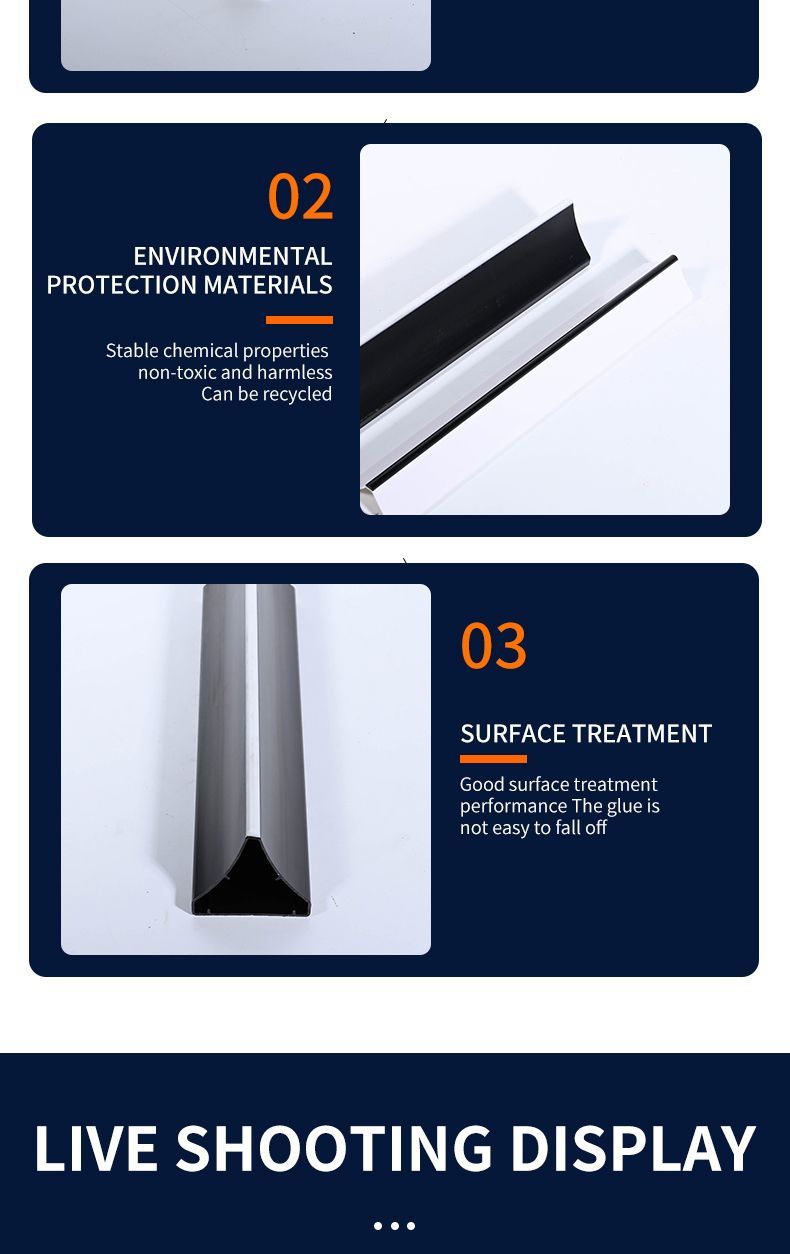 Custom Plastic Triangle Strip Black PVC Wall Skirting Guard Corner ABS Sliding Profile