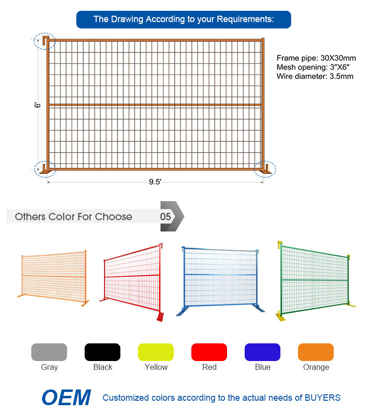 11ga 8ft Height Construction Site Fence Panels With Powder Coated