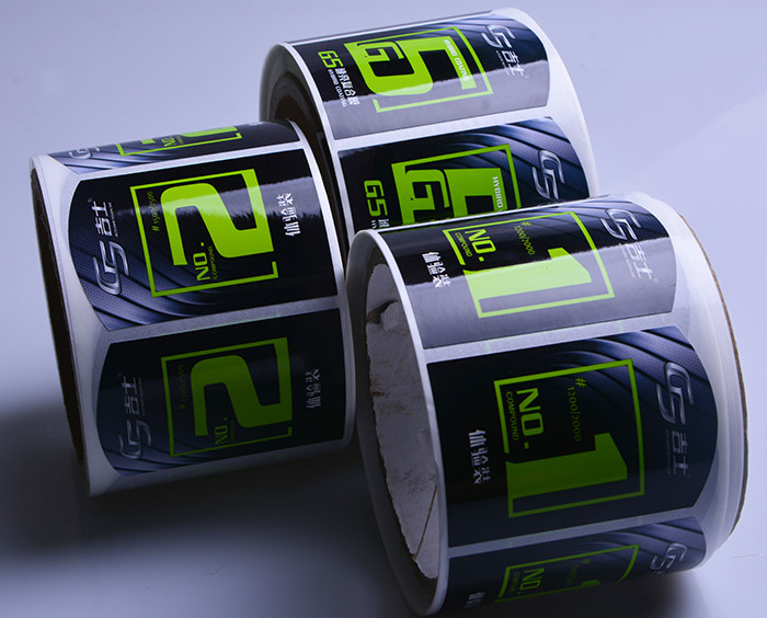 Custom self adhesive green flourescent print vinyl label sticker rolls