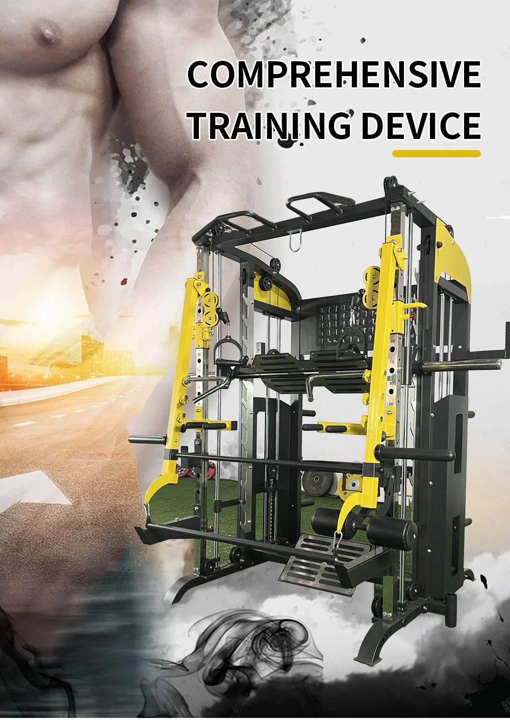 Factory Price Bodybuilding Cable Cross Multifunctional Power Cage Squat Rack Workout Training Smith Machine