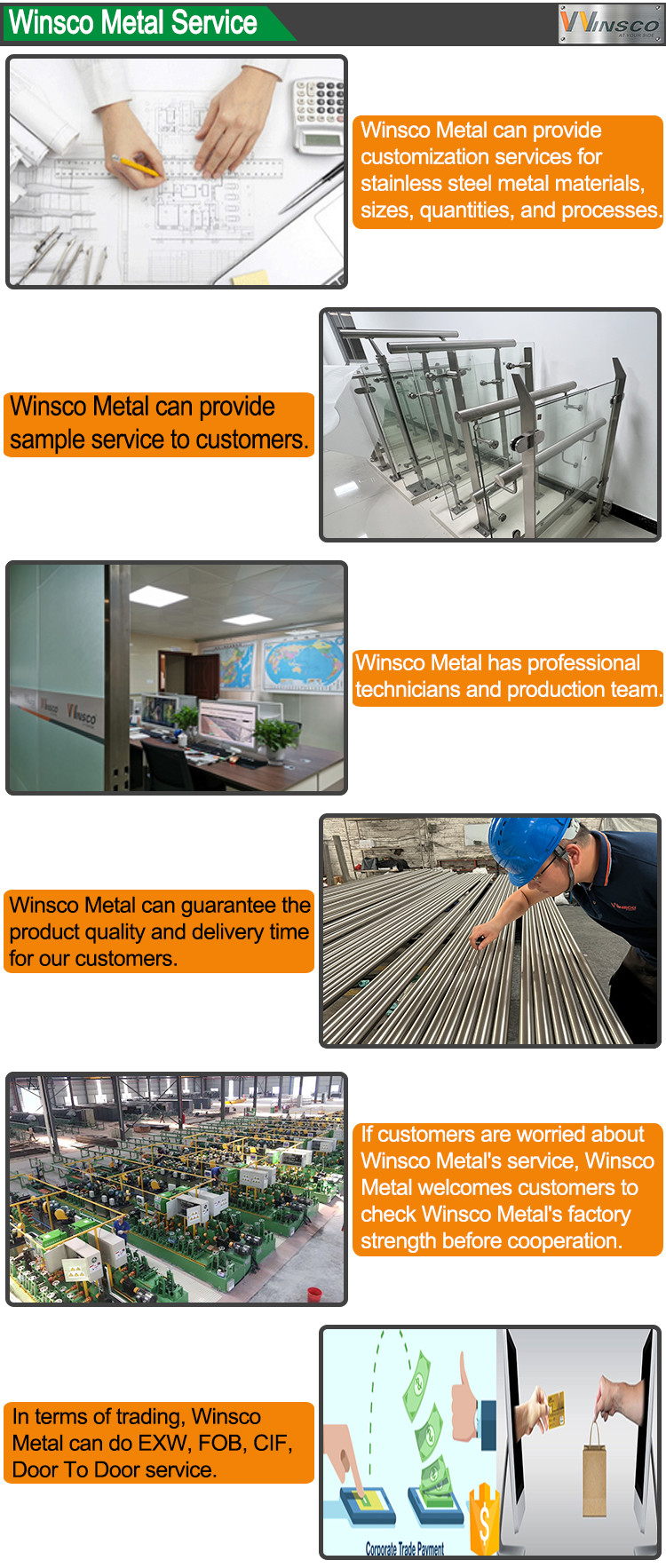 Balcony Stainless Steel Inox Guard Rails SS 201 304 316 For Home Decoration