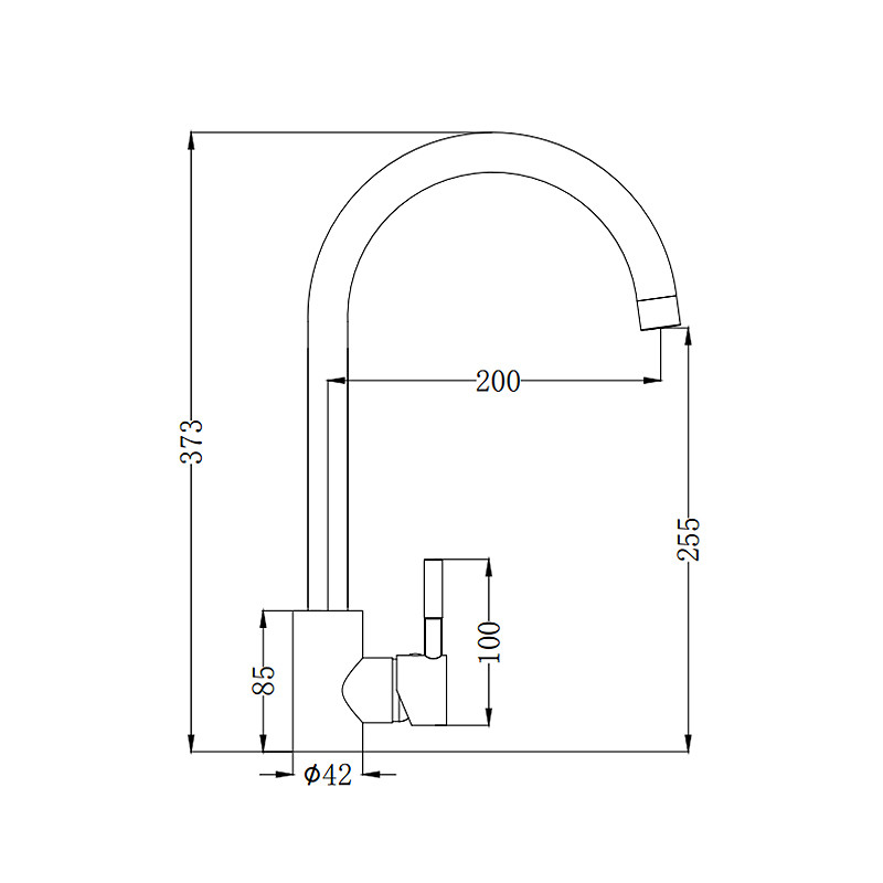 Chrome Single Handle Kitchen Bar Faucet Stainless Steel 373mm