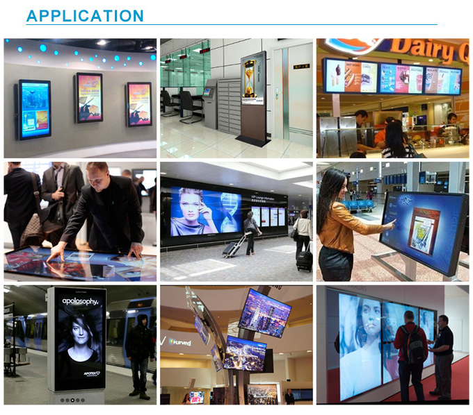 Wall Mounted Advertising Screen 49inch LCD Display Full HD 1080p With 16 9 Aspect Ratio