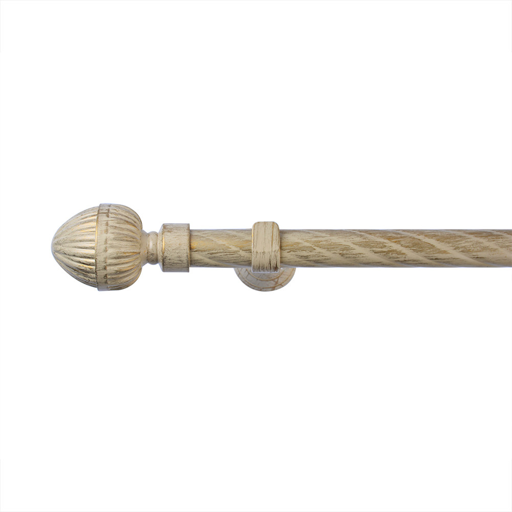 Brownish Yellow Color 19mm Tube Curtain Rods Modern Twisted Curtain Poles
