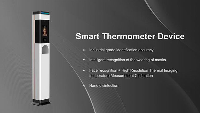 Non Contact Temperature Monitoring Kiosk Hand Disinfection Face Recognition All In One