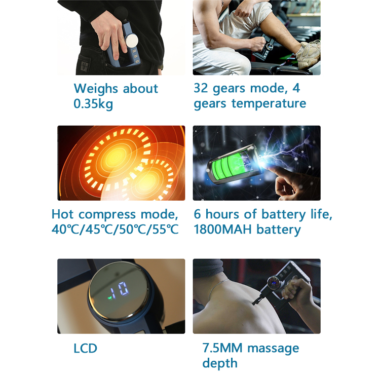 32 Gear High Frequency Smart Fascia Massage Gun Mini Multifunctional Rechargeable