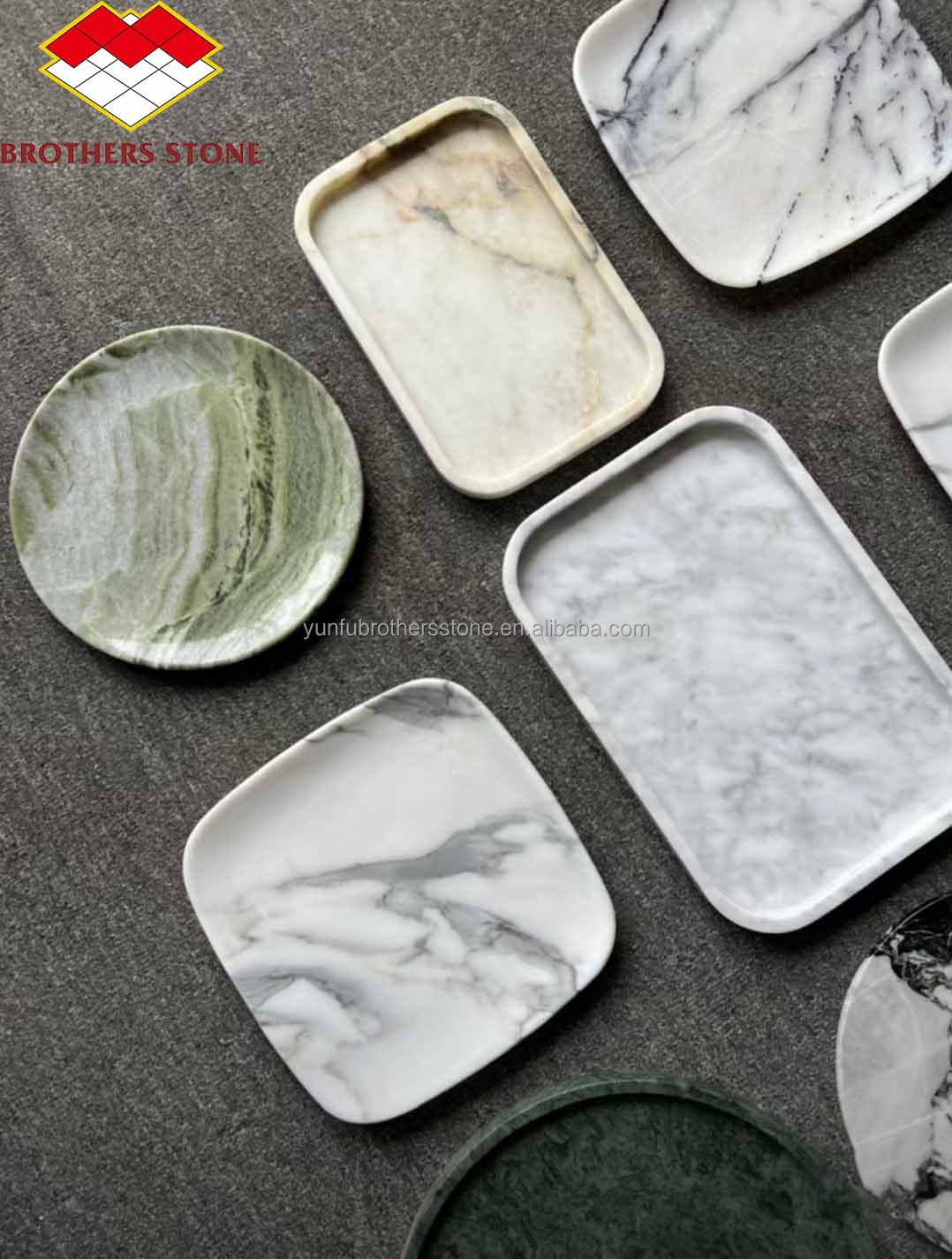 2024 Hotel Marble Cut-To-Size Dining Set with Modern Marble Pattern Plates and Bowls