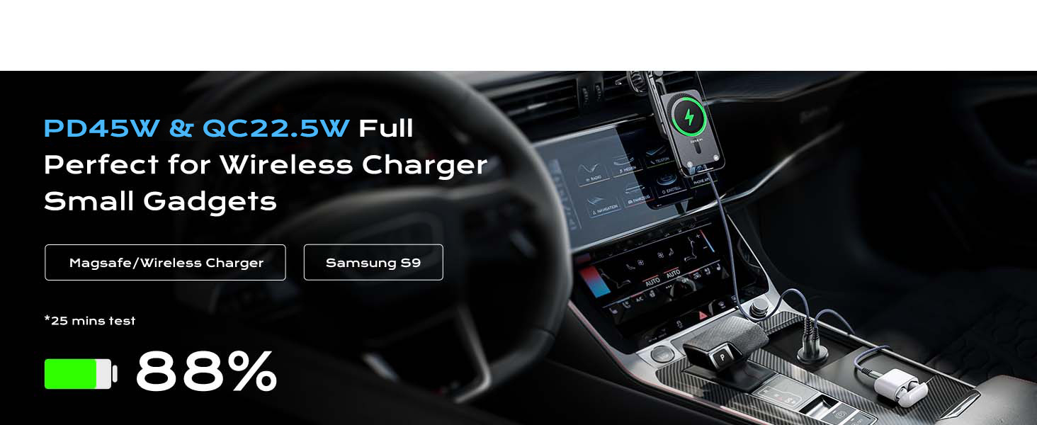 USB C Car Fast Charger 67.5W Cigarette Lighter USB Adapter Charger PD45 QC3.0