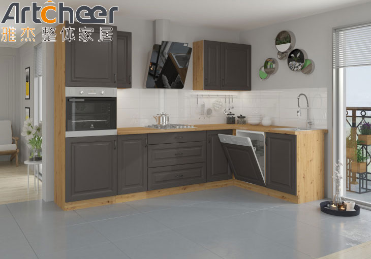 Modern Kitchen Cabinets and Artificial Stone Backsplash for Classic Design Countertops